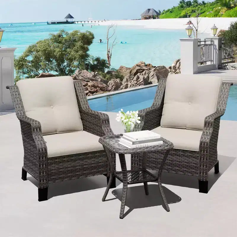 UPTIOT Premium Outdoor Lounge Set with Rotating Chairs and Coffee Table