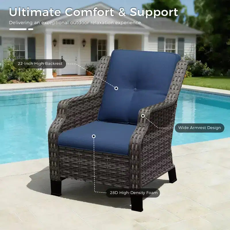 UPTIOT Premium Outdoor Lounge Set with Rotating Chairs and Coffee Table