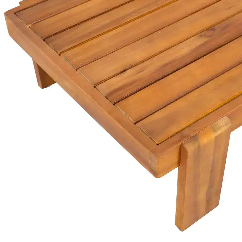 Christopher Knight Home Ishaan Modern 2 Piece Acacia Upholstered Patio Loveseat and Slatted Coffee Table Set