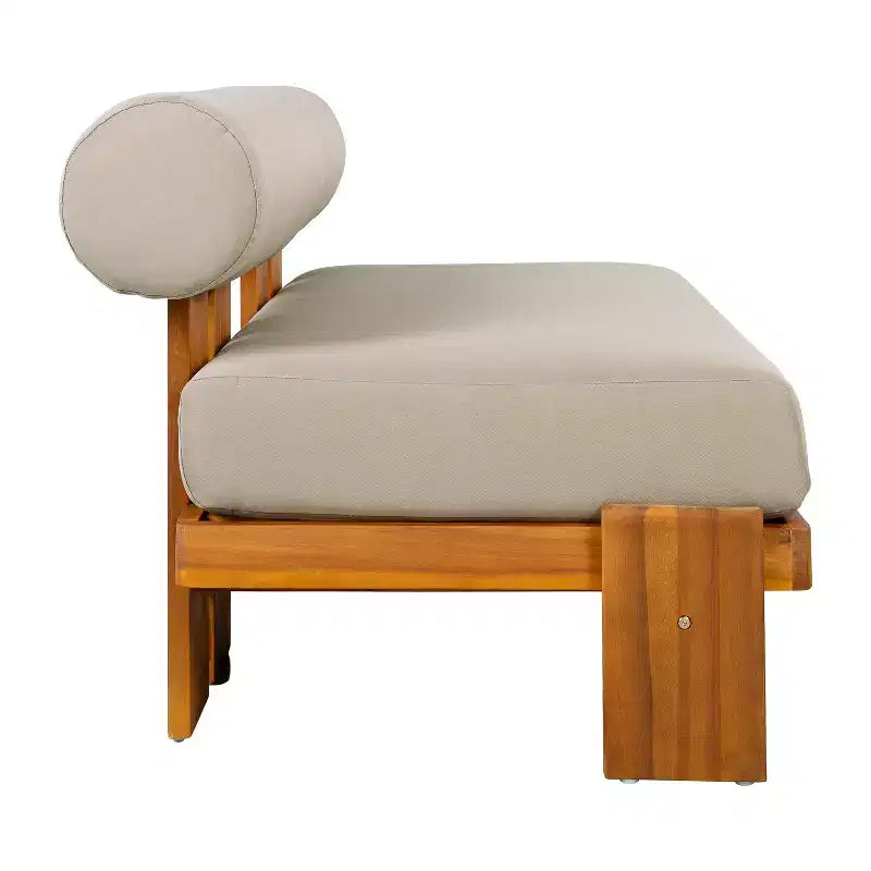 Christopher Knight Home Ishaan Modern 2 Piece Acacia Upholstered Patio Loveseat and Slatted Coffee Table Set
