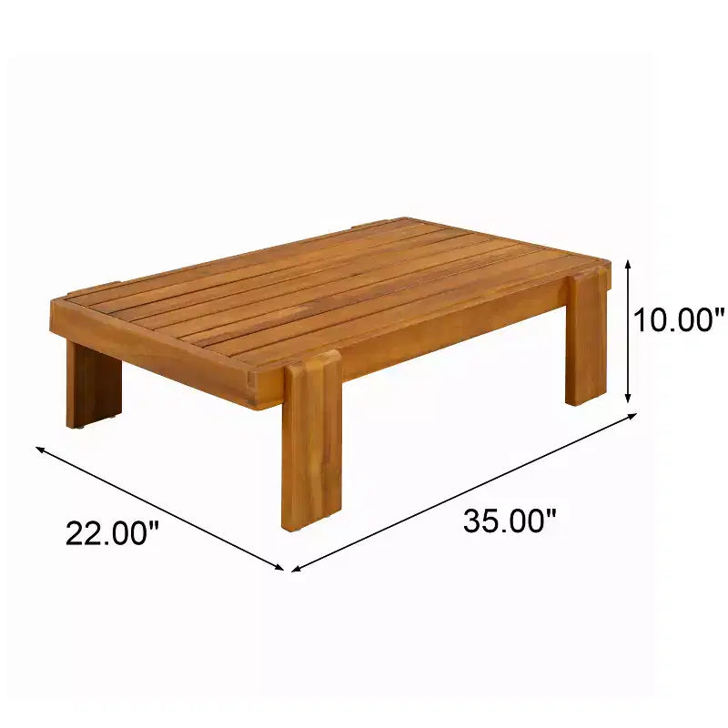 Christopher Knight Home Ishaan Modern 2 Piece Acacia Upholstered Patio Loveseat and Slatted Coffee Table Set