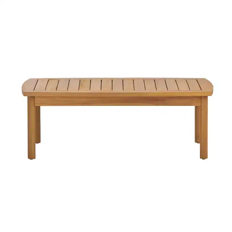Christopher Knight Home Bradley Patio Modern Acacia Wood 2-Piece Loveseat and Coffee Table Set with Woven Rope Panels and Cushions