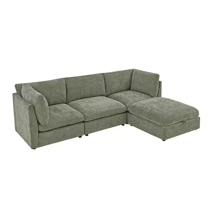 Morden Fort 140'' Modular Sectional Sofa with Storage Ottoman, U Shape Cloud Couch with 22 Deep Seat, Modern Chenille Sectional Sofa for Living Room