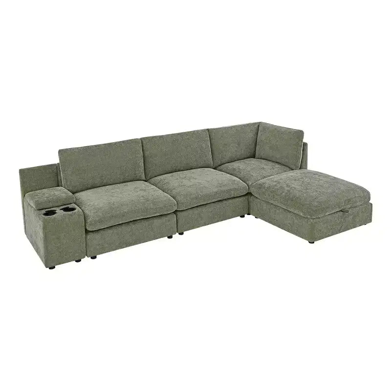Morden Fort 140'' Modular Sectional Sofa with Storage Ottoman, U Shape Cloud Couch with 22 Deep Seat, Modern Chenille Sectional Sofa for Living Room