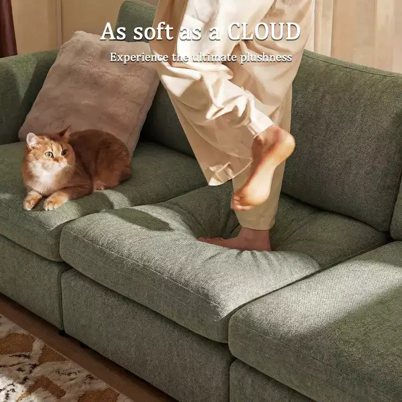 Morden Fort 140'' Modular Sectional Sofa with Storage Ottoman, U Shape Cloud Couch with 22 Deep Seat, Modern Chenille Sectional Sofa for Living Room