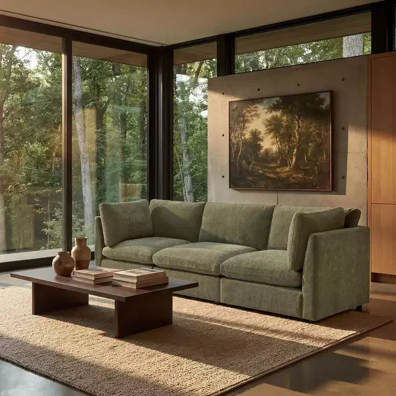 Morden Fort 140'' Modular Sectional Sofa with Storage Ottoman, U Shape Cloud Couch with 22 Deep Seat, Modern Chenille Sectional Sofa for Living Room