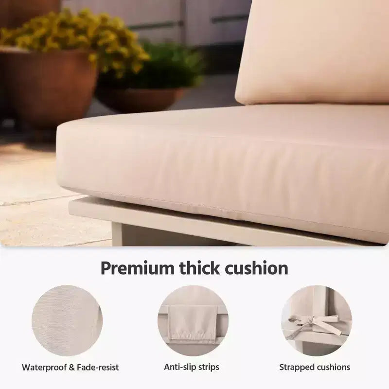 LAUSAINT HOME Patio Furniture Set, Outdoor Metal Frame Patio Conversation Sets with Coffee Table for Garden, Poolside