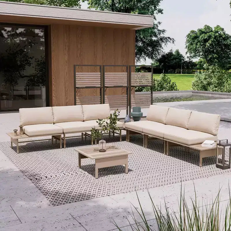 LAUSAINT HOME Patio Furniture Set, Outdoor Metal Frame Patio Conversation Sets with Coffee Table for Garden, Poolside