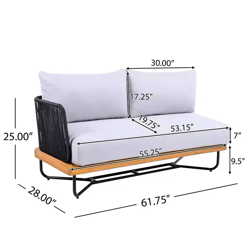 Christopher Knight Home Lucas 4 Piece Outdoor Rope Woven Acacia and Iron Seating Set