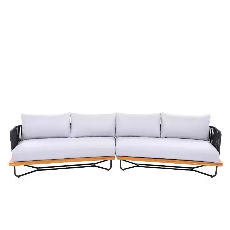 Christopher Knight Home Lucas 4 Piece Outdoor Rope Woven Acacia and Iron Seating Set