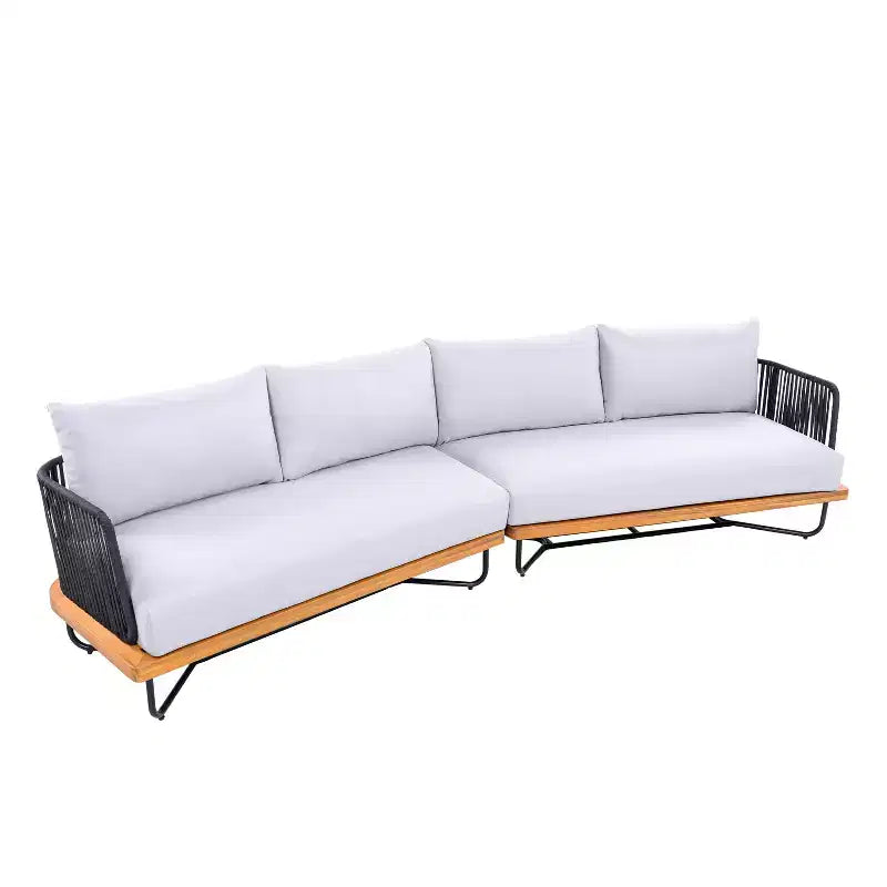 Christopher Knight Home Lucas 4 Piece Outdoor Rope Woven Acacia and Iron Seating Set