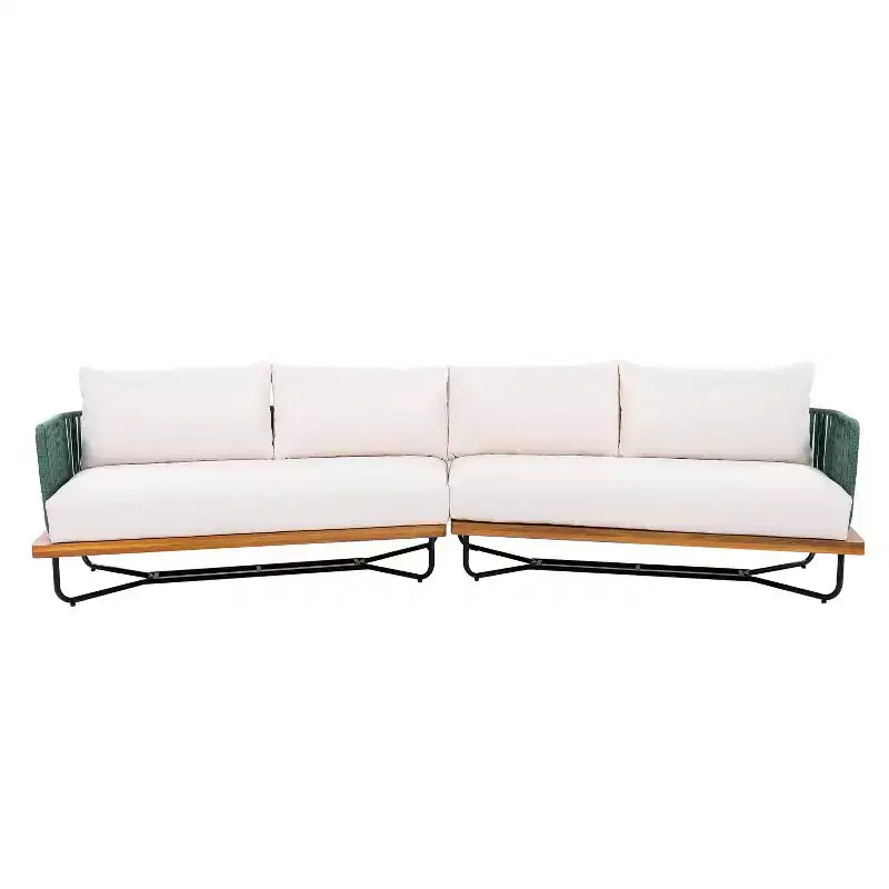 Christopher Knight Home Lucas 4 Piece Outdoor Rope Woven Acacia and Iron Seating Set