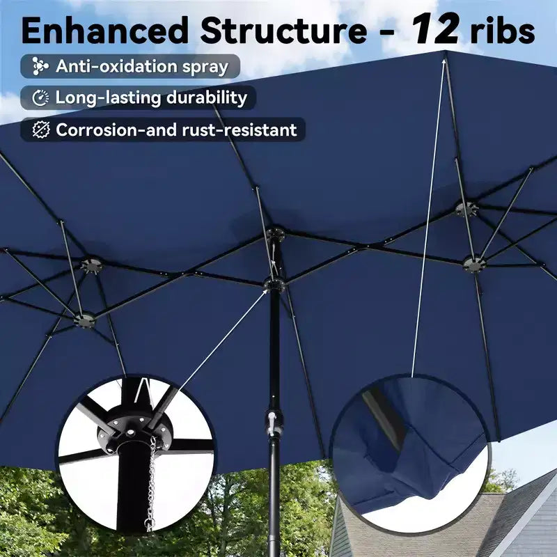 UPTIOT Outdoor Patio Set with Rocking Chairs, Side Tables & 15FT Sun Umbrella for Garden Relaxation
