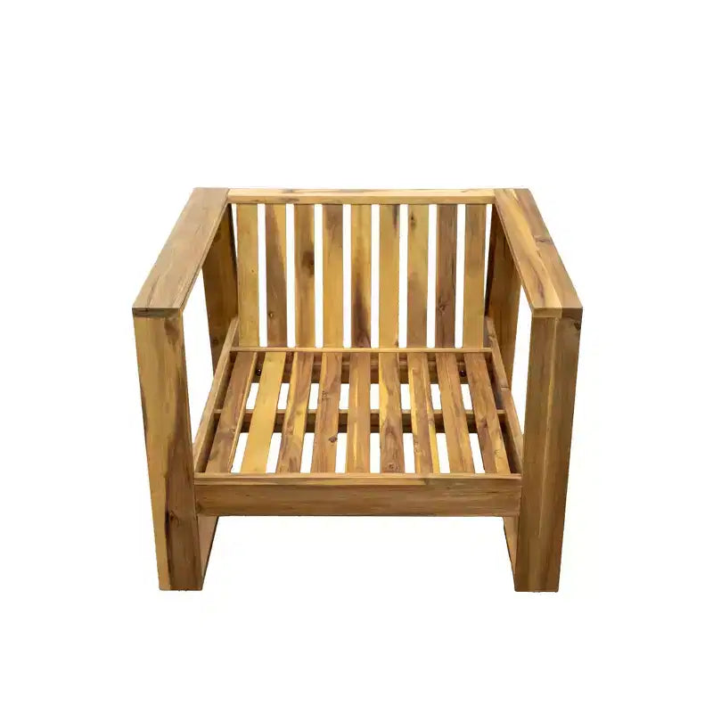 GDFStudio Camille Acacia Wood Outdoor Lounge Chair and Ottoman Set with Cushions