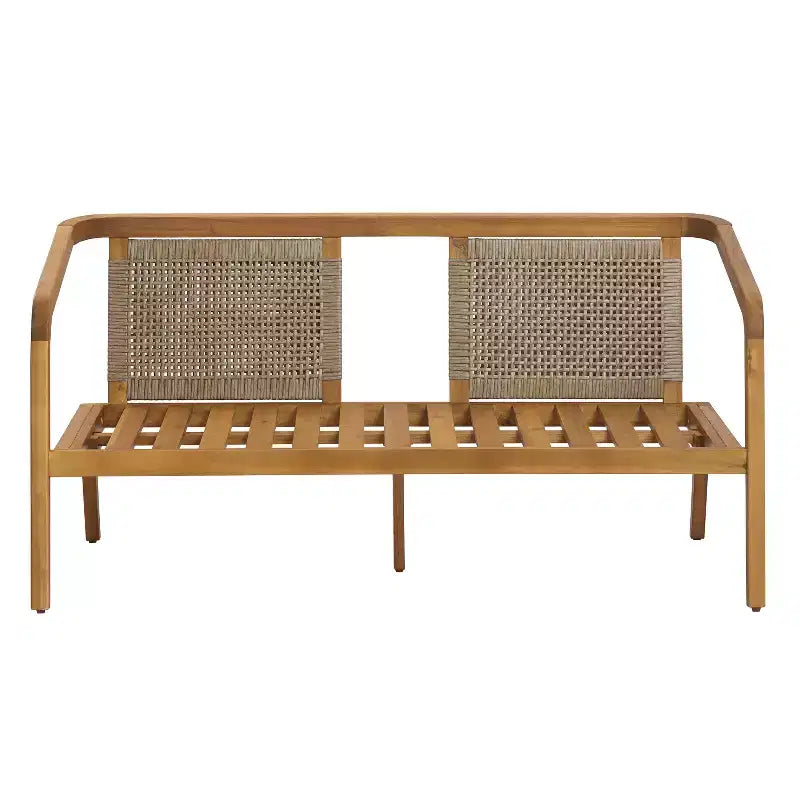 Christopher Knight Home Nolan Patio Acacia Wood and Wicker 2-Piece Loveseat Set with Coffee Table and Cushions