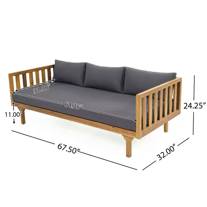 Christopher Knight Home Claremont Patio Modern Acacia Wood 4-Piece Conversation Set Cushions