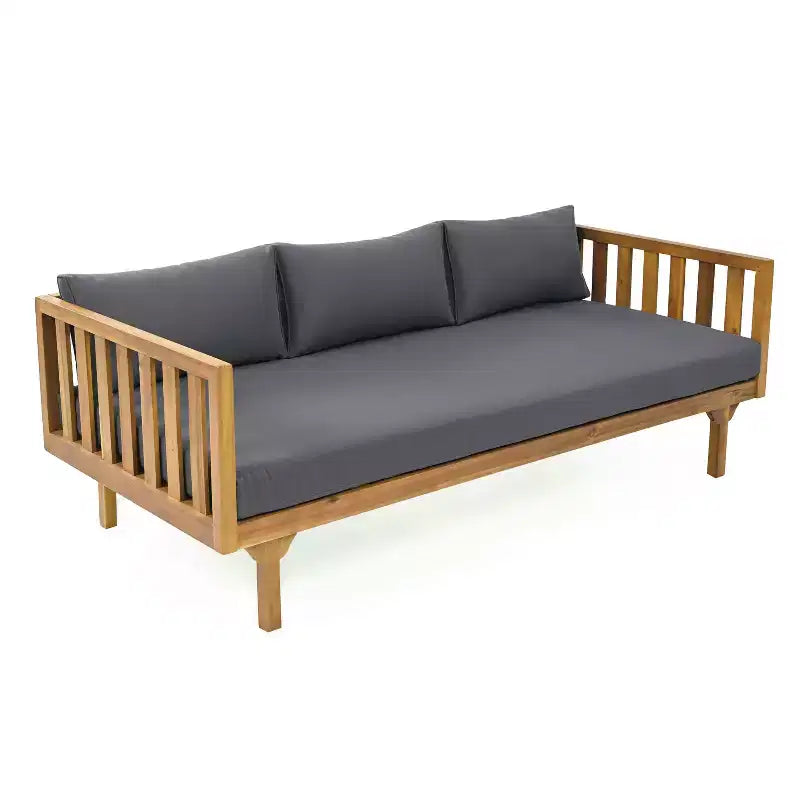 Christopher Knight Home Claremont Patio Modern Acacia Wood 4-Piece Conversation Set Cushions