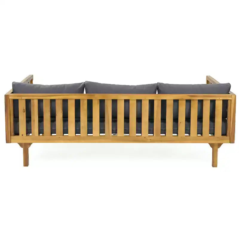Christopher Knight Home Claremont Patio Modern Acacia Wood 4-Piece Conversation Set Cushions
