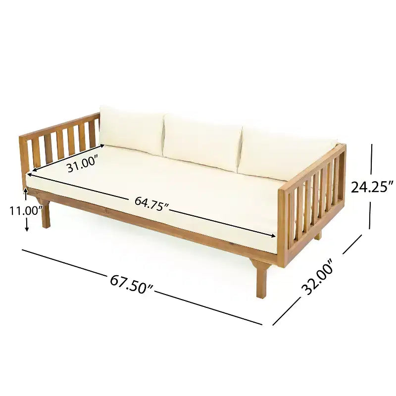 Christopher Knight Home Claremont Patio Modern Acacia Wood 4-Piece Conversation Set Cushions