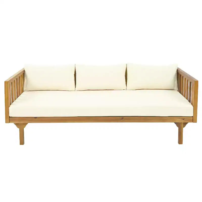 Christopher Knight Home Claremont Patio Modern Acacia Wood 4-Piece Conversation Set Cushions