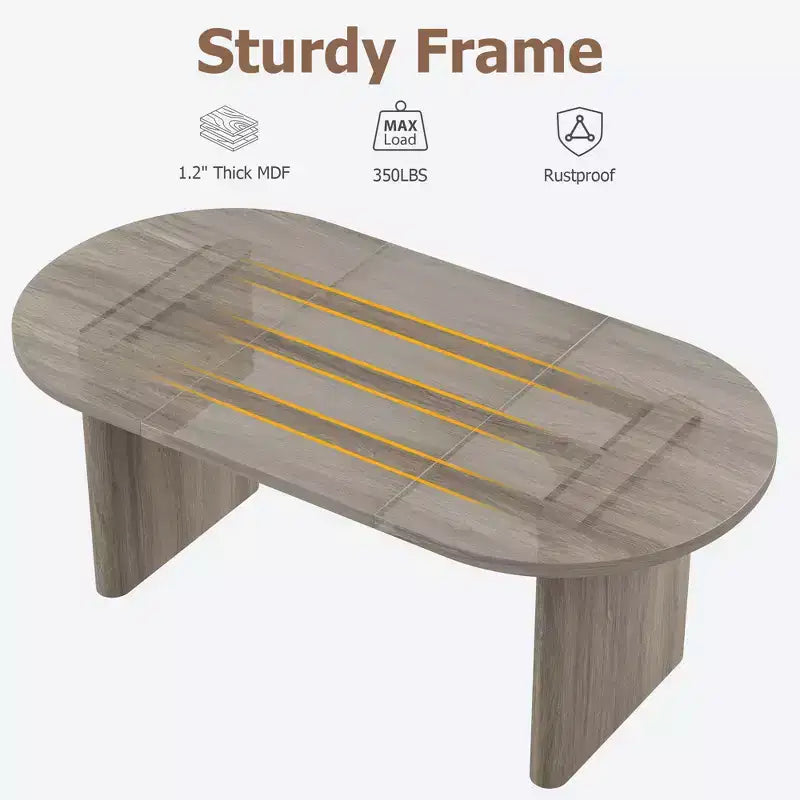 Oval Dining Table Set with Upholstered Dining Chairs, Kitchen Table with Sturdy Wood Base, High Back Solid Wood Dining Chair for Kitchen