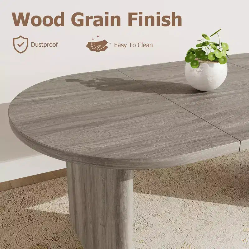 Oval Dining Table Set with Upholstered Dining Chairs, Kitchen Table with Sturdy Wood Base, High Back Solid Wood Dining Chair for Kitchen