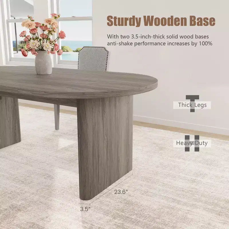 Oval Dining Table Set with Upholstered Dining Chairs, Kitchen Table with Sturdy Wood Base, High Back Solid Wood Dining Chair for Kitchen
