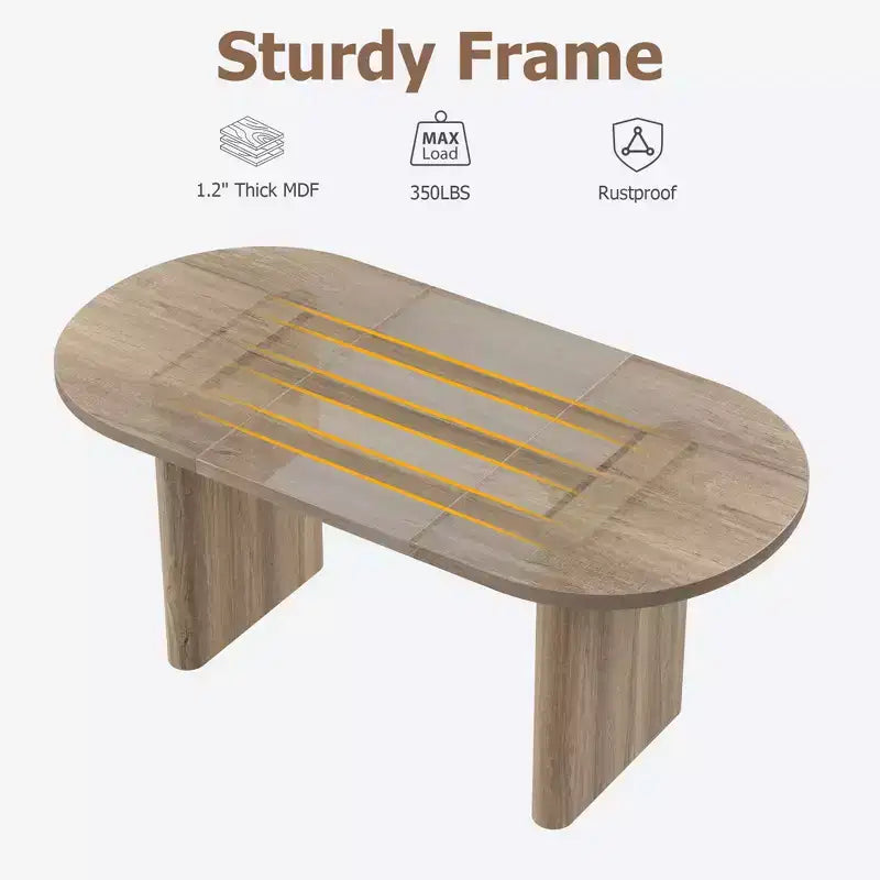 Oval Dining Table Set with Upholstered Dining Chairs, Kitchen Table with Sturdy Wood Base, High Back Solid Wood Dining Chair for Kitchen