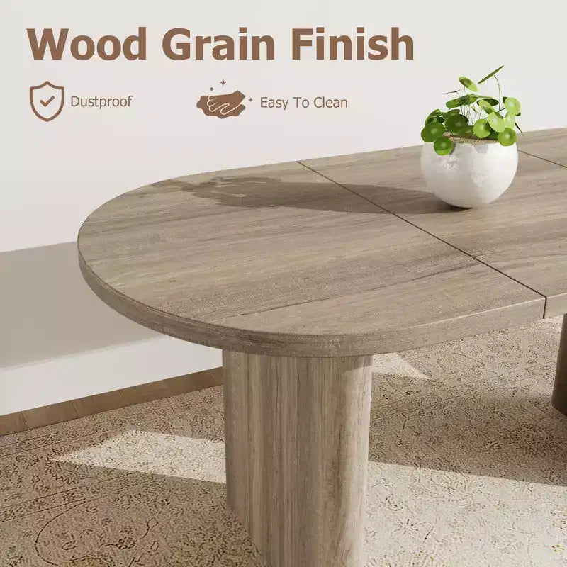 Oval Dining Table Set with Upholstered Dining Chairs, Kitchen Table with Sturdy Wood Base, High Back Solid Wood Dining Chair for Kitchen