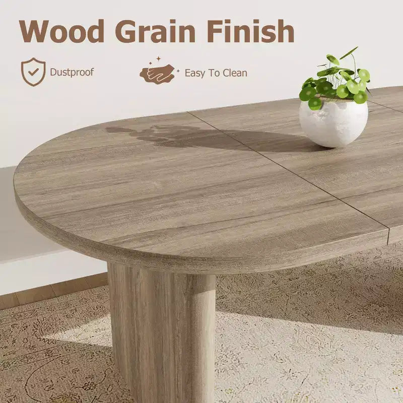 Oval Dining Table Set with Upholstered Dining Chairs, Kitchen Table with Sturdy Wood Base, High Back Solid Wood Dining Chair for Kitchen