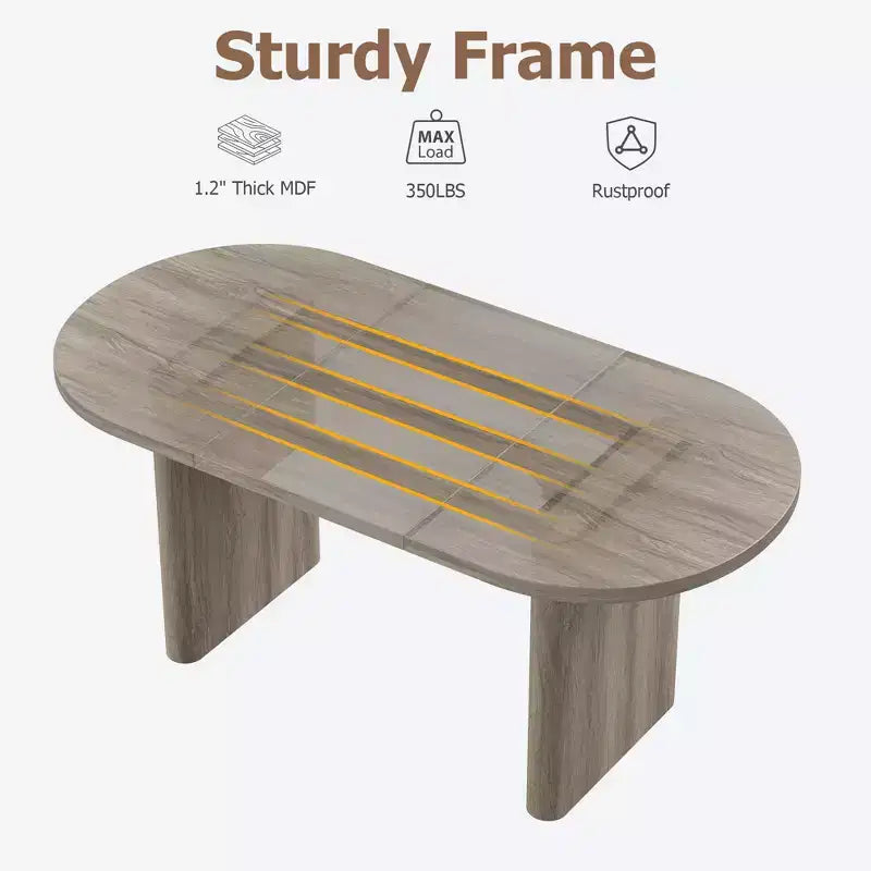 Oval Dining Table Set with Upholstered Dining Chairs, Kitchen Table with Sturdy Wood Base, High Back Solid Wood Dining Chair for Kitchen