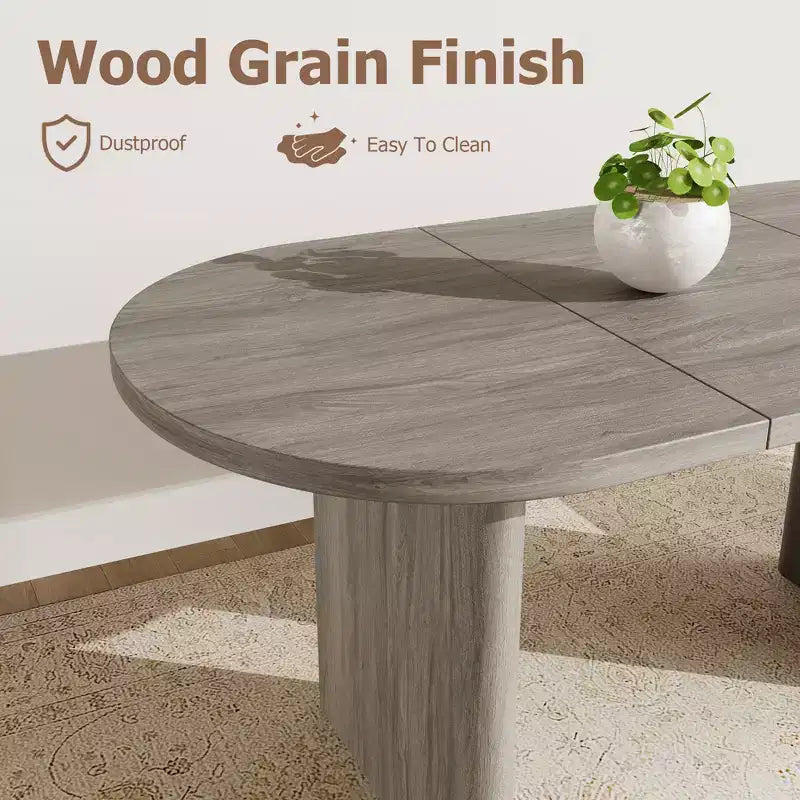 Oval Dining Table Set with Upholstered Dining Chairs, Kitchen Table with Sturdy Wood Base, High Back Solid Wood Dining Chair for Kitchen