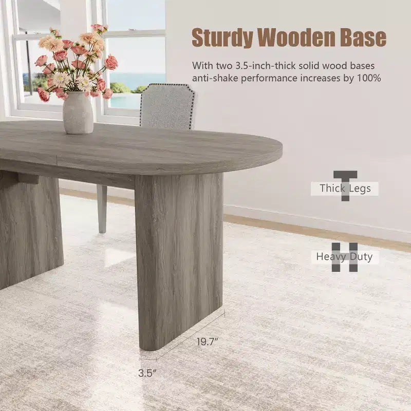 Oval Dining Table Set with Upholstered Dining Chairs, Kitchen Table with Sturdy Wood Base, High Back Solid Wood Dining Chair for Kitchen
