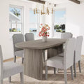 Oval Dining Table Set with Upholstered Dining Chairs, Kitchen Table with Sturdy Wood Base, High Back Solid Wood Dining Chair for Kitchen