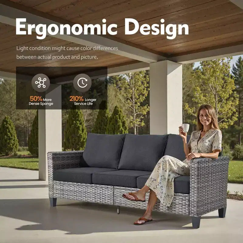 HOMLUX 5-Piece Outdoor Patio Furniture Set: 3-Seater + 2 Chairs + 2 Ottomans