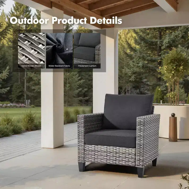 HOMLUX 5-Piece Outdoor Patio Furniture Set: 3-Seater + 2 Chairs + 2 Ottomans