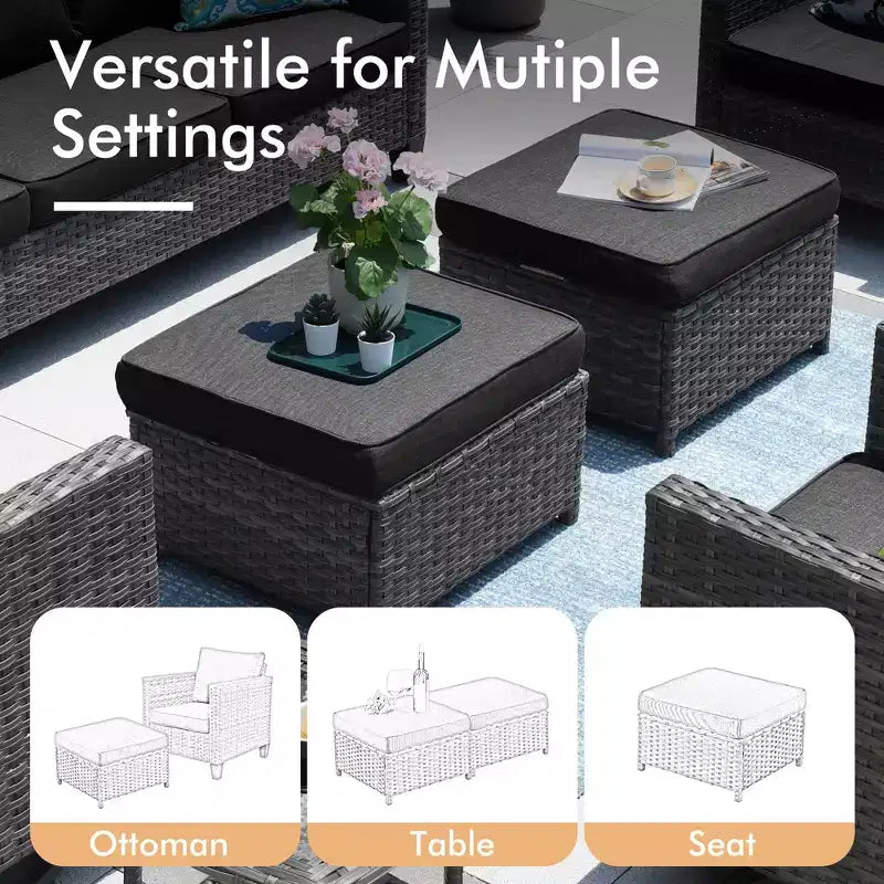 HOMLUX 5-Piece Outdoor Patio Furniture Set: 3-Seater + 2 Chairs + 2 Ottomans