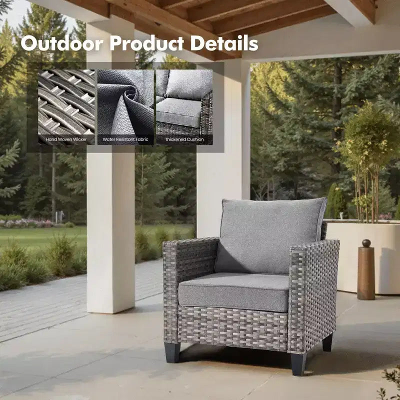 HOMLUX 5-Piece Outdoor Patio Furniture Set: 3-Seater + 2 Chairs + 2 Ottomans