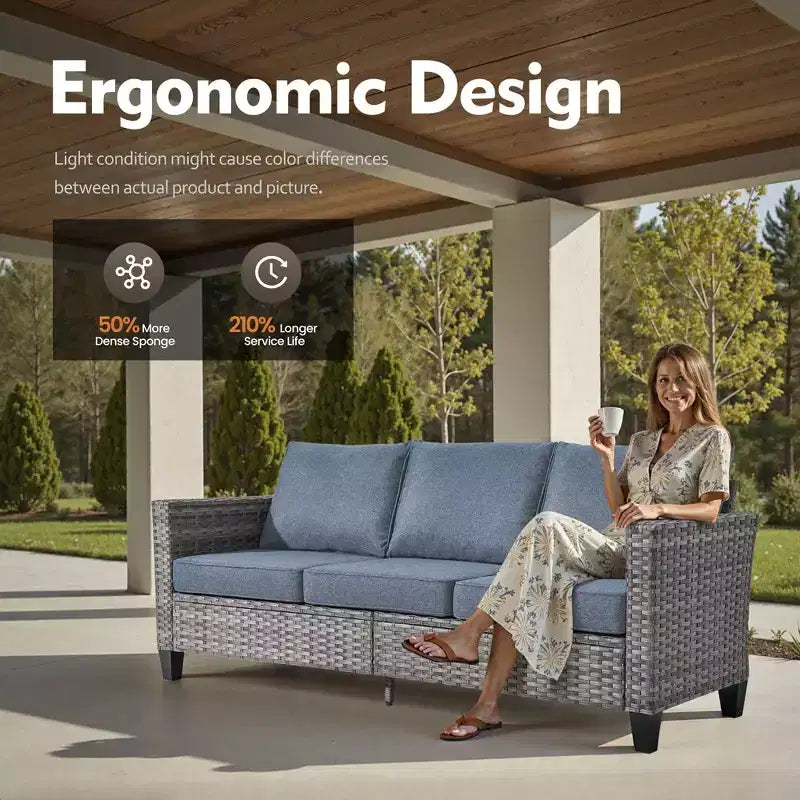 HOMLUX 5-Piece Outdoor Patio Furniture Set: 3-Seater + 2 Chairs + 2 Ottomans