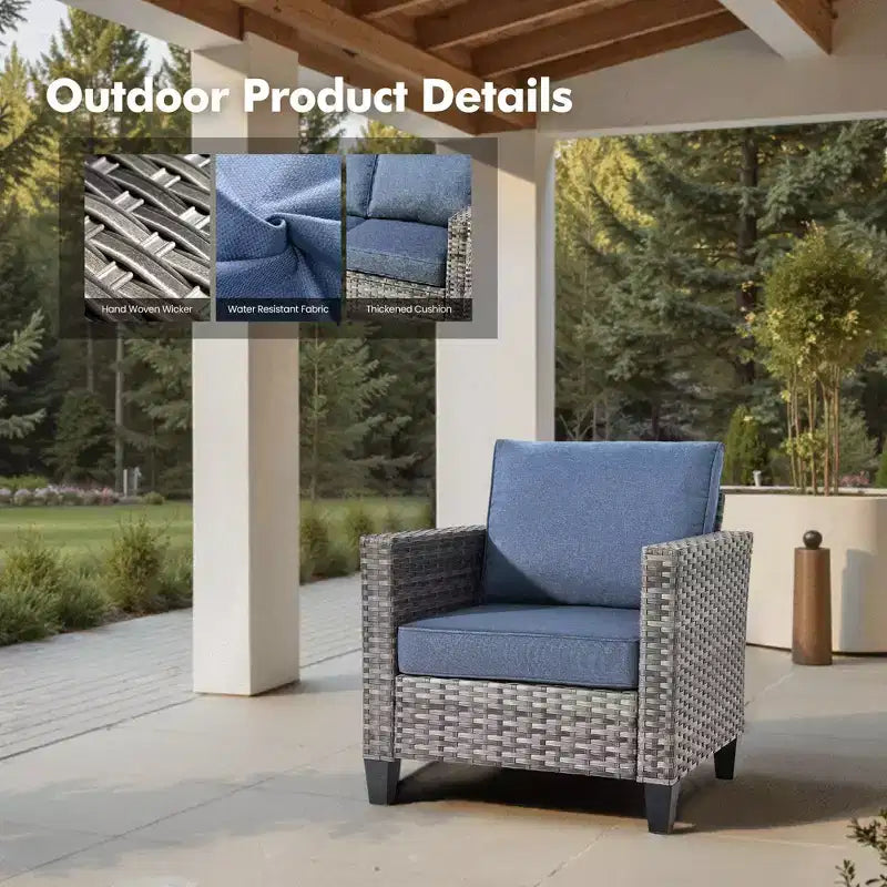 HOMLUX 5-Piece Outdoor Patio Furniture Set: 3-Seater + 2 Chairs + 2 Ottomans