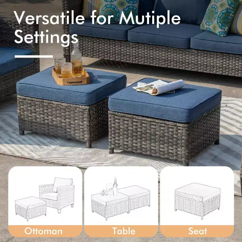 HOMLUX 5-Piece Outdoor Patio Furniture Set: 3-Seater + 2 Chairs + 2 Ottomans