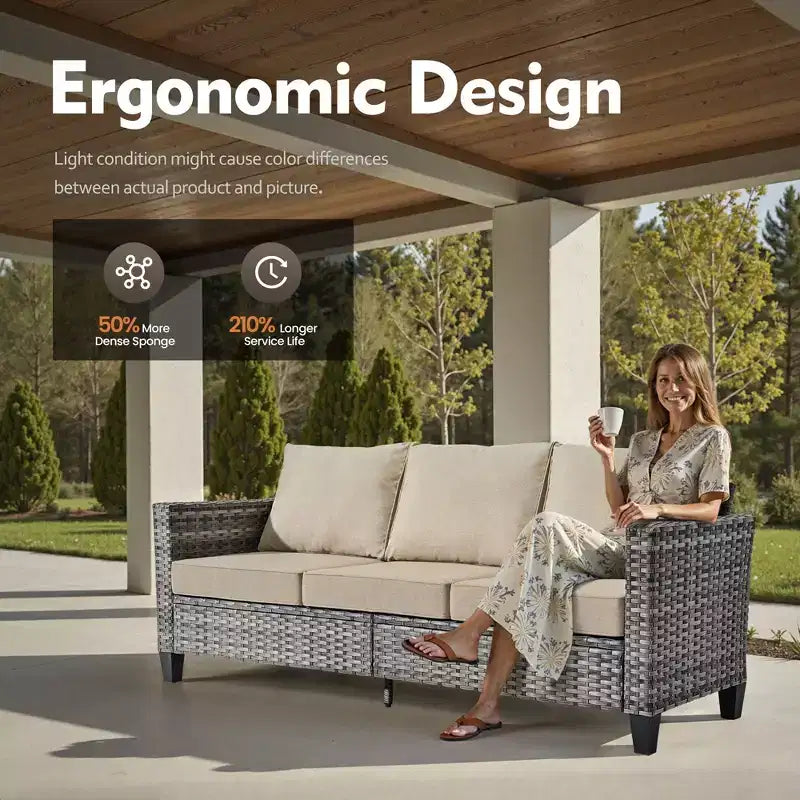 HOMLUX 5-Piece Outdoor Patio Furniture Set: 3-Seater + 2 Chairs + 2 Ottomans