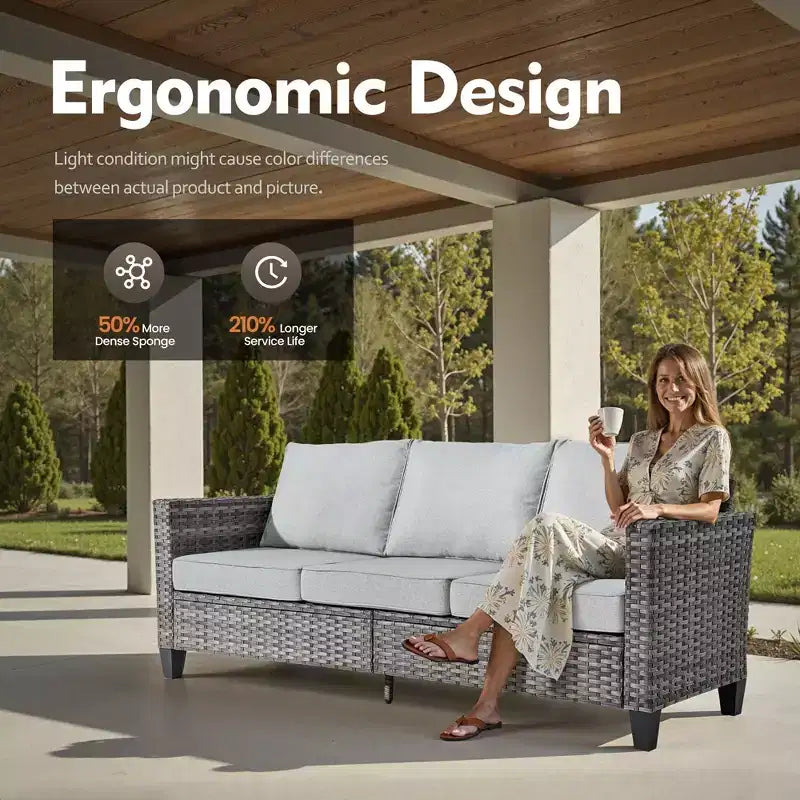 HOMLUX 5-Piece Outdoor Patio Furniture Set: 3-Seater + 2 Chairs + 2 Ottomans