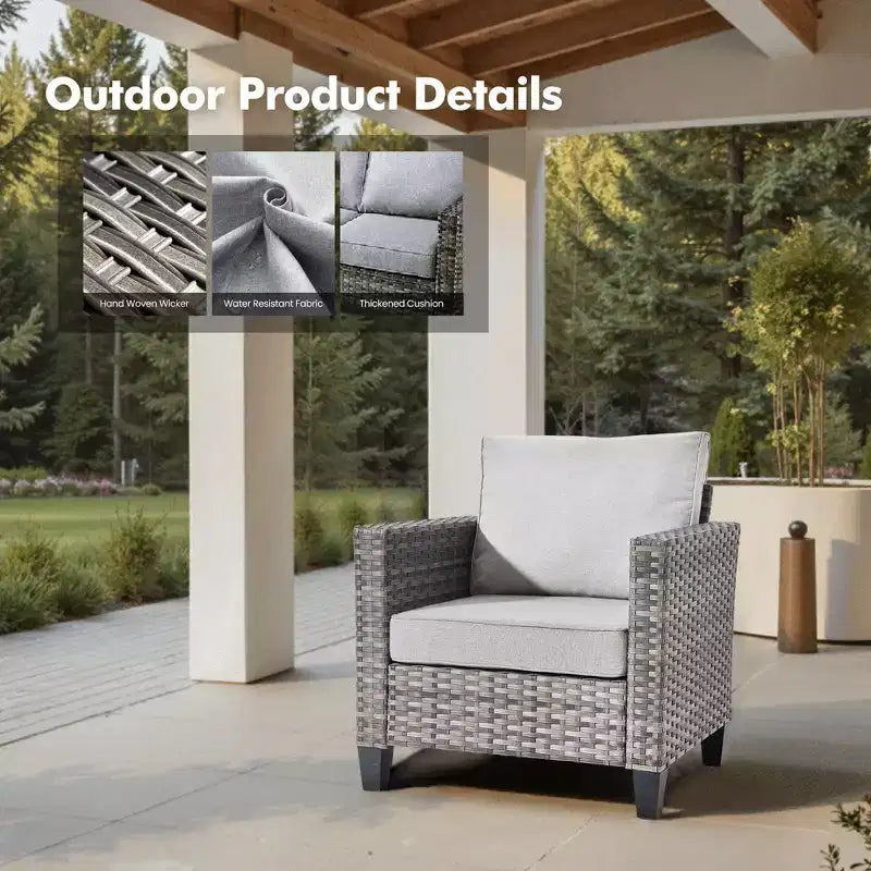HOMLUX 5-Piece Outdoor Patio Furniture Set: 3-Seater + 2 Chairs + 2 Ottomans