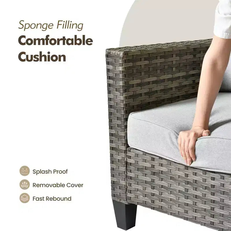 HOMLUX 5-Piece Outdoor Patio Furniture Set: 3-Seater + 2 Chairs + 2 Ottomans