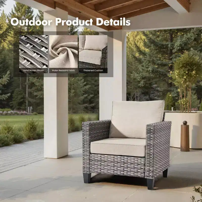 HOMLUX 5-Piece Outdoor Patio Furniture Set: 3-Seater + 2 Chairs + 2 Ottomans