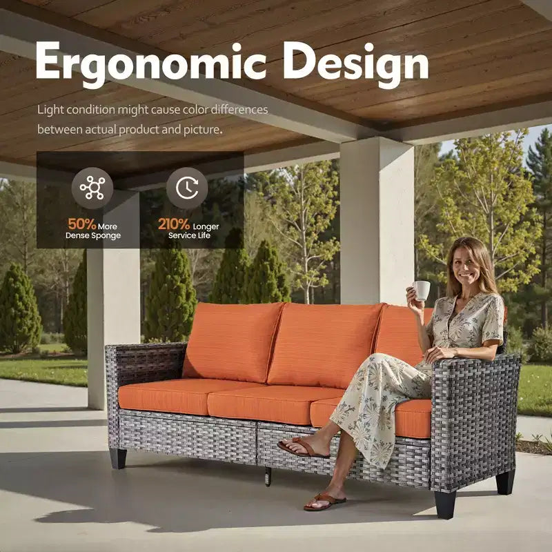 HOMLUX 5-Piece Outdoor Patio Furniture Set: 3-Seater + 2 Chairs + 2 Ottomans