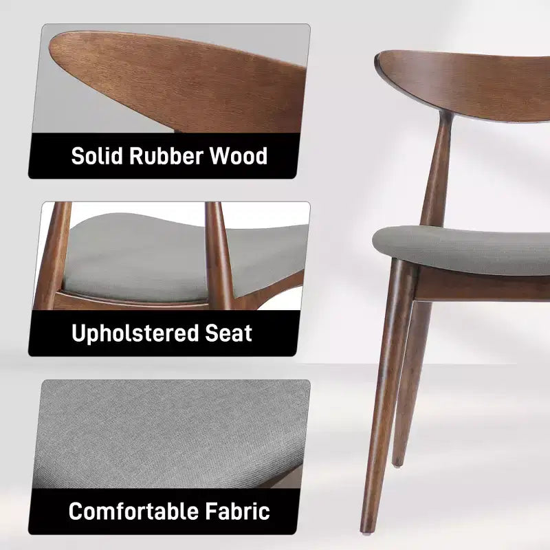 Modern Dining Set for 4, 5 Pieces Rectangular Solid Wood Table Set with 4 Upholstered Chairs for Small Space Kitchen