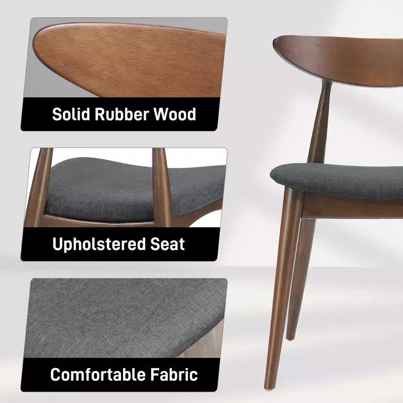 Modern Dining Set for 4, 5 Pieces Rectangular Solid Wood Table Set with 4 Upholstered Chairs for Small Space Kitchen