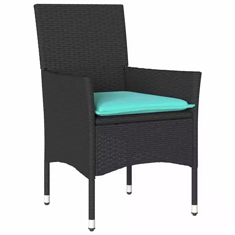 vidaXL Table and Chair Set with Cushion 5 pcs Black PE Rattan